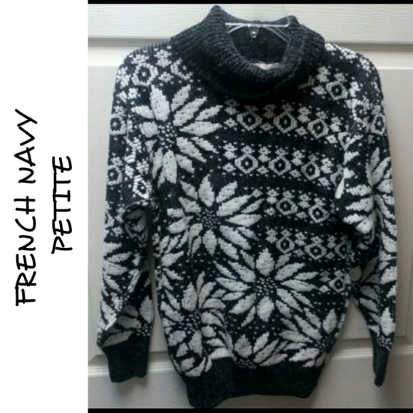 french navy petite Sweaters - XSmall sweater petite Black white women